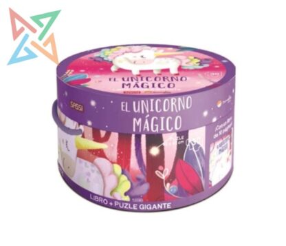 Manolito-SASSI: Libro + Puzzle Gigante de 30 piezas (Caja Redonda) - EL UNICORNIO MÁGICO