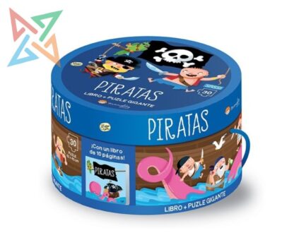 Manolito-SASSI: Libro + Puzzle Gigante de 30 piezas (Caja Redonda) - PIRATAS