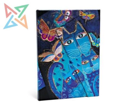 LIBRETA PAPERBLANKS - Tamaño Midi Rayado 160 páginas: Gatos Azules y Mariposas, Felinos Fantásticos