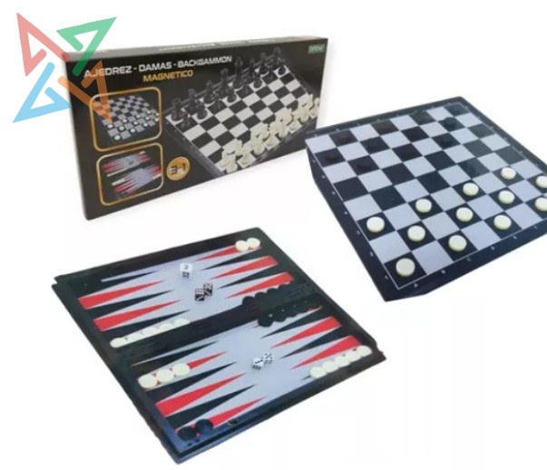 3 EN 1: AJEDREZ DAMAS BACKGAMON - MAGNÉTICO - Imagen 3
