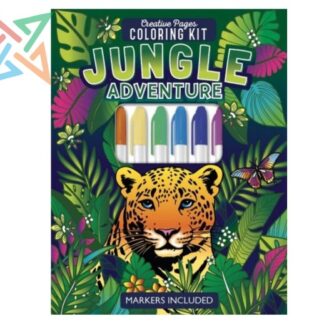 CREATIVE PAGES COLORING KIT JUNGLE ADVENTURE (Incluye 24 dibujos para colorear y 6 marcadores)