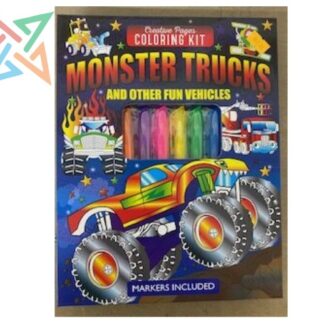 CREATIVE PAGES COLORING KIT MONSTER TRUCKS (Incluye 24 dibujos para colorear y 6 marcadores)