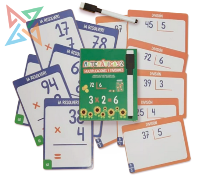 Cartas con Libro y Marcador Barco de Papel: Matemáticas 2 - Multiplicaciones y Divisiones - Imagen 2