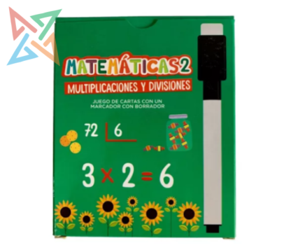 Cartas con Libro y Marcador Barco de Papel: Matemáticas 2 - Multiplicaciones y Divisiones