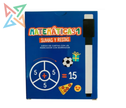 Cartas con Libro y Marcador Barco de Papel: Matemáticas 1 - Sumas y Restas