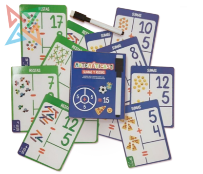 Cartas con Libro y Marcador Barco de Papel: Matemáticas 1 - Sumas y Restas - Imagen 2