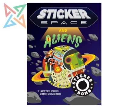 STICKER SPACE & ALIENS: 12 Large Vinyl Stickers (Scratch & Splash Proof)