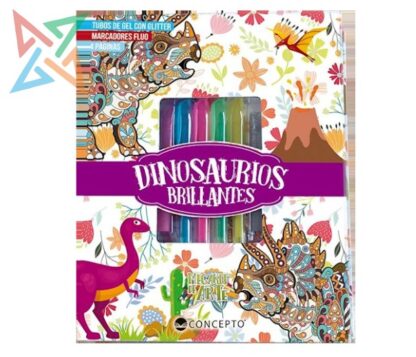 MEGAKIT DE ARTE - DINOSAURIOS BRILLANTES (con marcadores)
