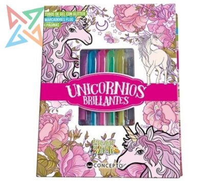 MEGAKIT DE ARTE - UNICORNIOS BRILLANTES (con marcadores)