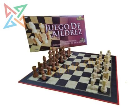 AJEDREZ BISONTE: TABLERO 34 X 34 PIEZAS MADERA 3"