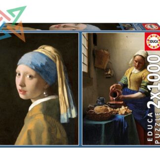 ROMPECABEZAS PUZZLE EDUCA 2x1000 piezas Nro 20309: Vermeer (La joven de la perla + La lechera)