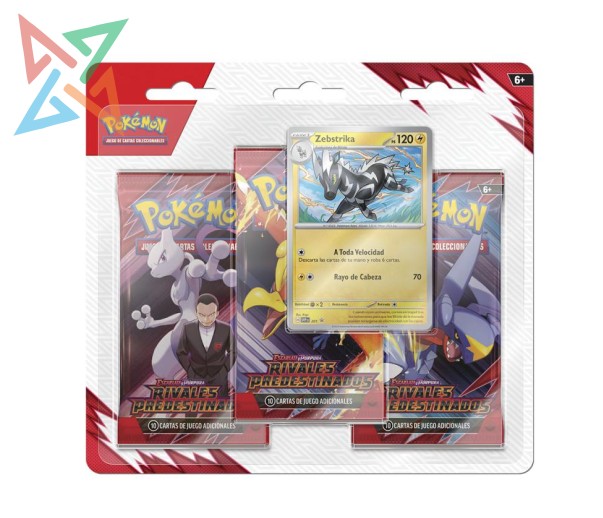 POKÉMON TCG - Scarlet & Violet - DESTINED RIVALS: 3 Pack Blister (Kangaskhan o Zebstrika) (en Inglés) - Imagen 2