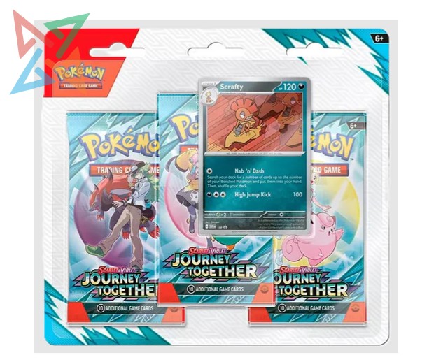 POKÉMON TCG - Scarlet & Violet - JOURNEY TOGETHER: 3 Pack Blister (Yanmega o Scrafty) (en Inglés) - Imagen 3