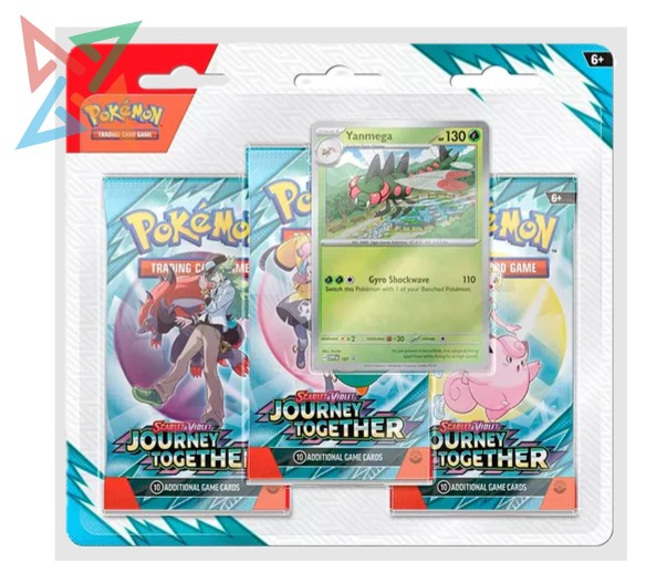 POKÉMON TCG - Scarlet & Violet - JOURNEY TOGETHER: 3 Pack Blister (Yanmega o Scrafty) (en Inglés) - Imagen 2
