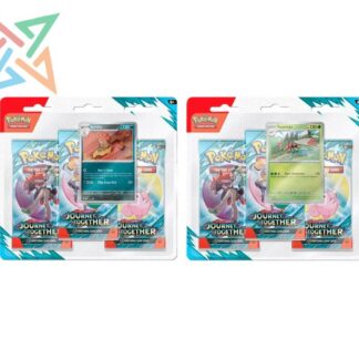 POKÉMON TCG - Scarlet & Violet - JOURNEY TOGETHER: 3 Pack Blister (Yanmega o Scrafty) (en Inglés)