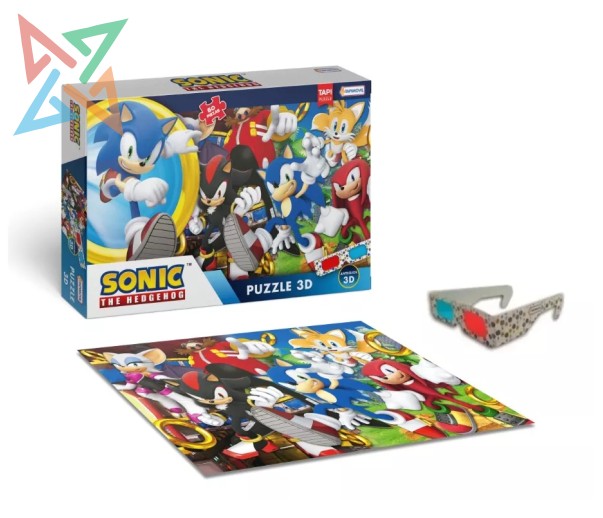 ROMPECABEZAS PUZZLE TAPIMOVIL 3D de 60 piezas: SONIC (Incluye anteojos)