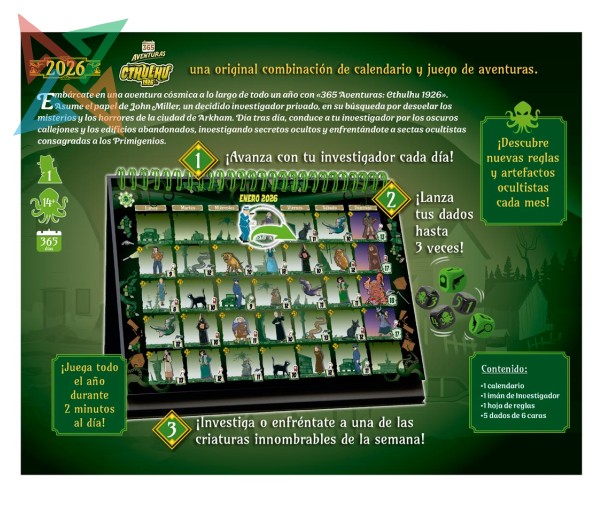 365 AVENTURAS 2026 (Juego de Calendario): CTHULHU 1926 - Imagen 3