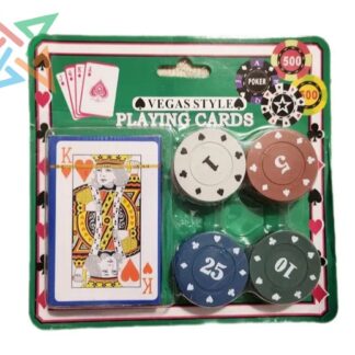 SET DE POKER VEGAS STYLE (Mazo de naipes y 24 fichas de poker)