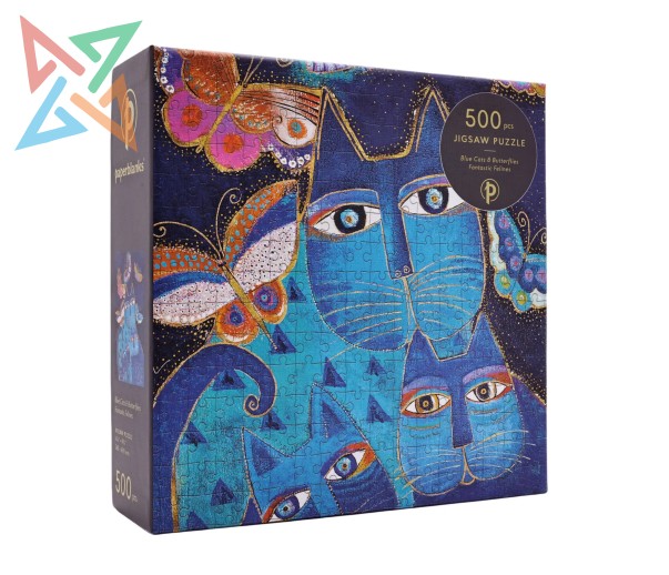 ROMPECABEZAS PUZZLE Paperblanks 500 piezas: GATOS AZULES Y MARIPOSAS